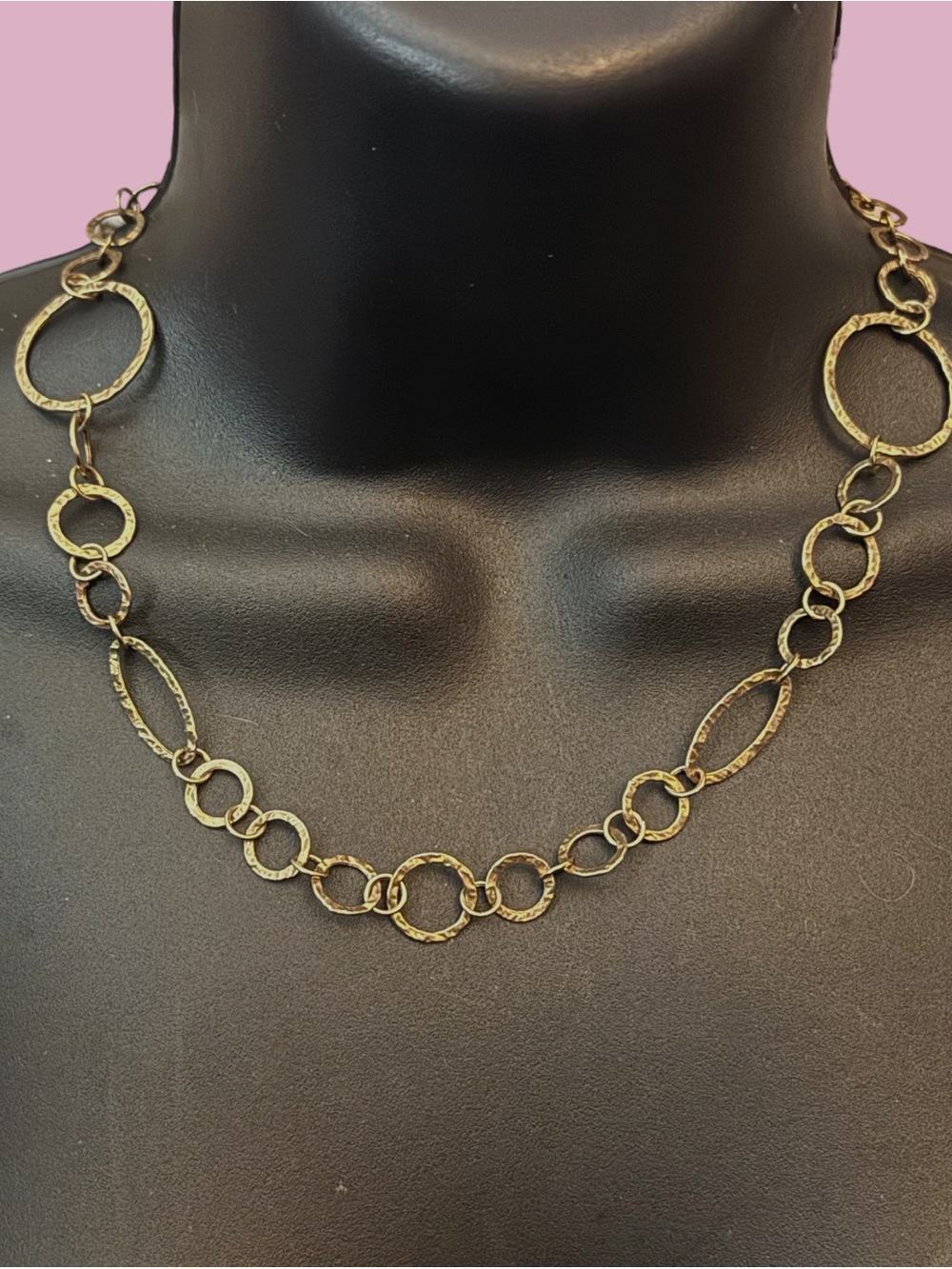 925 Turkey gold vermeil hammered link necklace